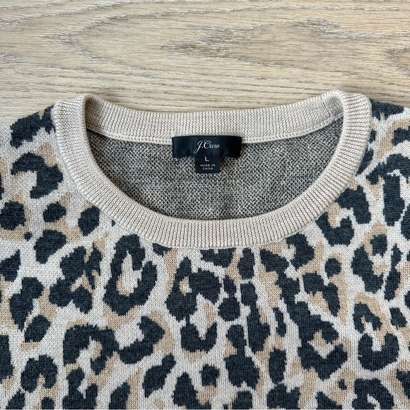 J. Crew Merino wool crewneck sweatshirt in leopard - Picture 2 of 5